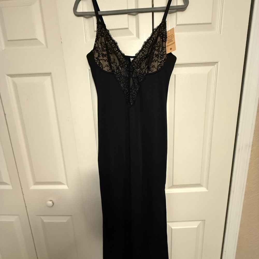 Sophisticated Black Lace Slip Dress